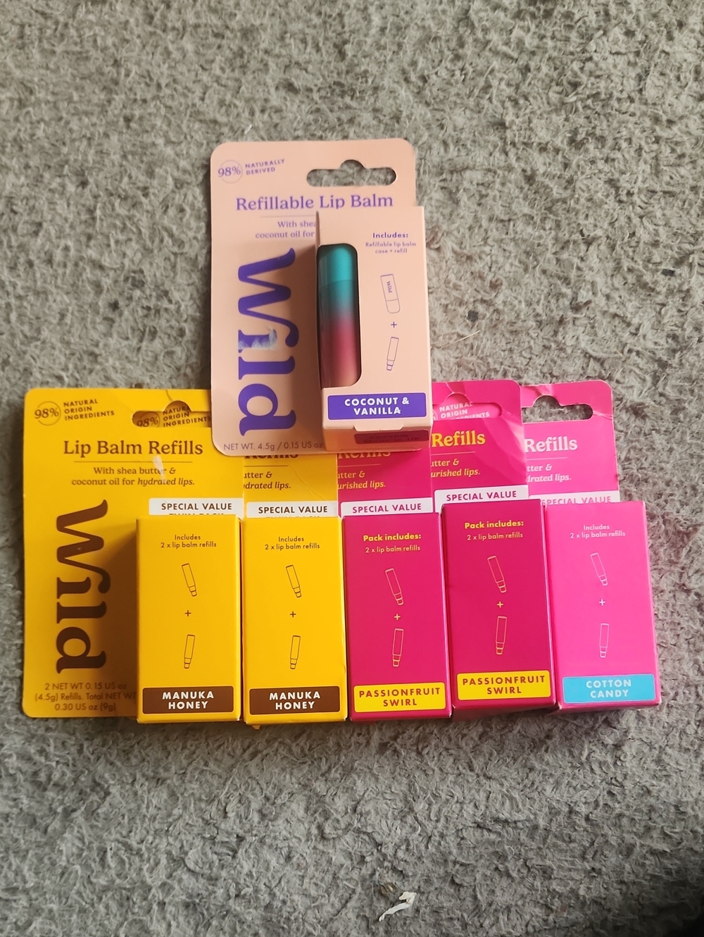 6 bulk wild lip balm refillable and refills